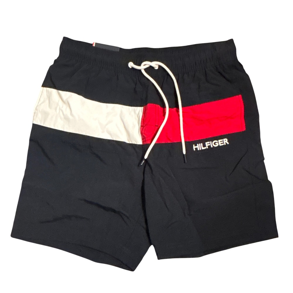 Tommy Hilfiger Swim Trunks Small Navy Blue Colorblock 7 Inch Inseam